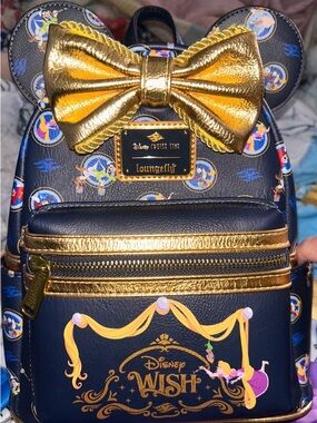 Loungefly Navy & Gold Disney Wish Mini Backpack
